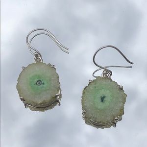 MEDITERRANEAN GREEN SOLAR QUARTZ EYE EARRINGS